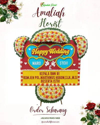 Karangan Papan Bunga Pernikahan di Sario Kotabaru